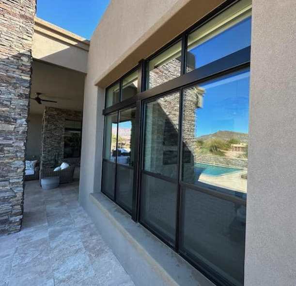 Large picture windows cleaned on a Lake Travis home