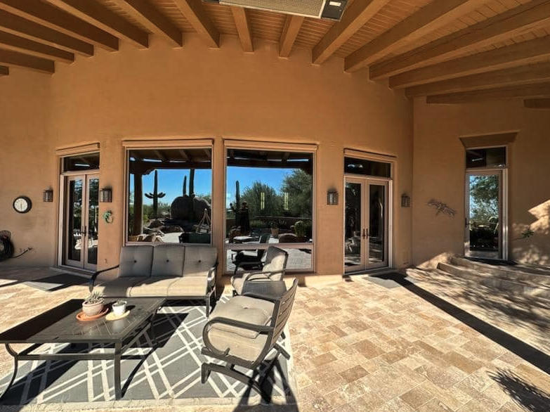 Wraparound patio sliders and French doors cleaned streak-free