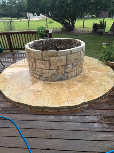 Stone Fire Pit Deck after pressure washing